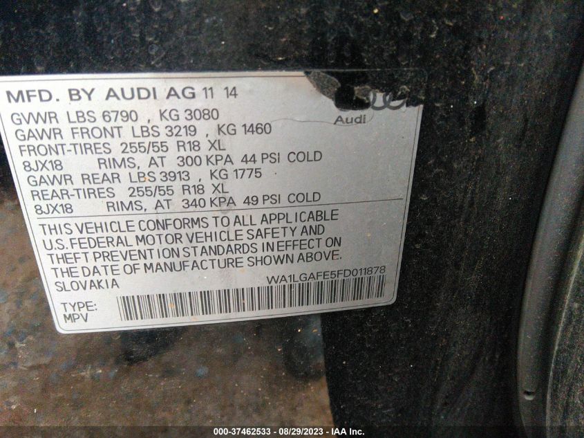 2015 AUDI Q7 3.0T PREMIUM PLUS - WA1LGAFE5FD011878