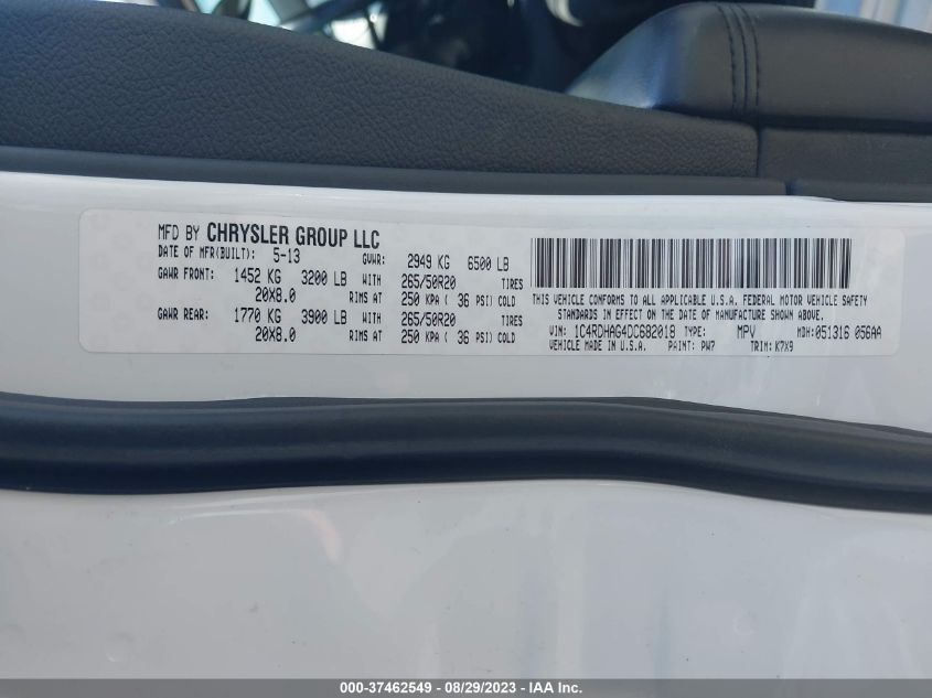 2013 DODGE DURANGO SXT - 1C4RDHAG4DC682018