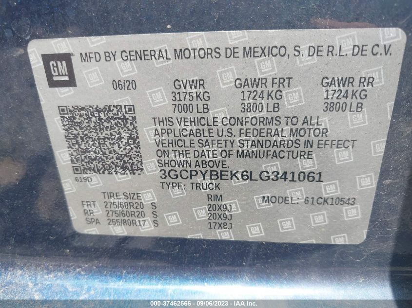 2020 CHEVROLET SILVERADO 1500 CUSTOM - 3GCPYBEK6LG341061