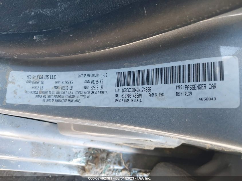 2016 CHRYSLER 200 S - 1C3CCCBB4GN174336