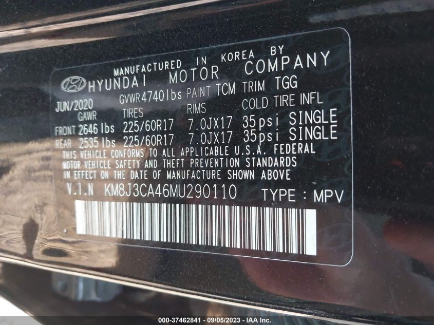 2021 HYUNDAI TUCSON VALUE - KM8J3CA46MU290110