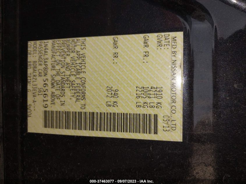 2013 NISSAN ALTIMA 2.5 S - 1N4AL3AP8DN565619