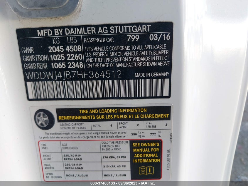 VIN WDDWJ4JB7HF364512 2017 MERCEDES-BENZ C-CLASS C 300