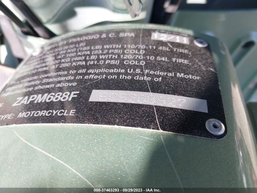 2012 VESPA LX 150IE ZAPM688F6C5200927