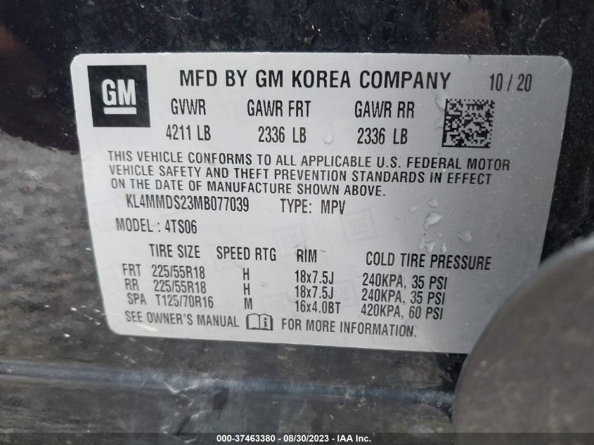 2021 BUICK ENCORE GX SELECT - KL4MMDS23MB077039