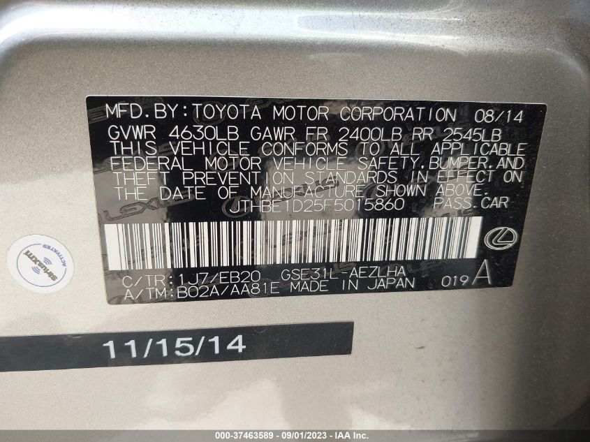 2015 LEXUS IS 350 - JTHBE1D25F5015860