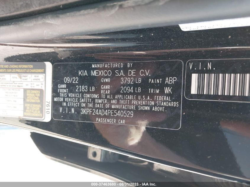 2023 KIA FORTE LX/LXS - 3KPF24AD4PE540529