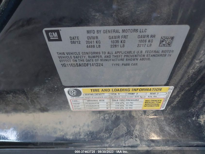 2013 CHEVROLET MALIBU LT - 1G11E5SA6DF141224