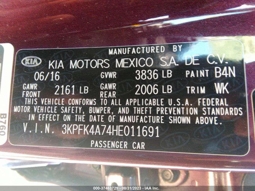 2017 KIA FORTE LX - 3KPFK4A74HE011691
