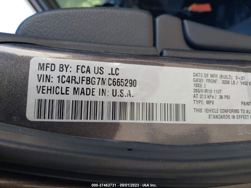 2021 JEEP GRAND CHEROKEE LIMITED - 1C4RJFBG7MC665290
