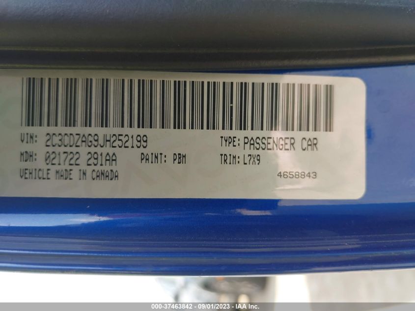2018 DODGE CHALLENGER SXT - 2C3CDZAG9JH252199