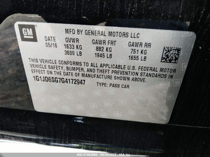 2016 CHEVROLET SONIC LT - 1G1JD6SG7G4172947