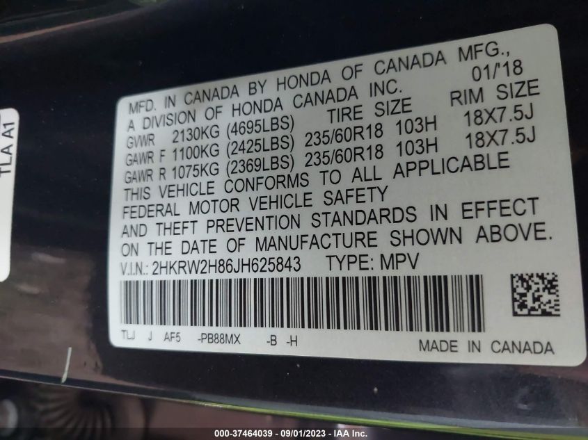 2018 HONDA CR-V EX-L - 2HKRW2H86JH625843
