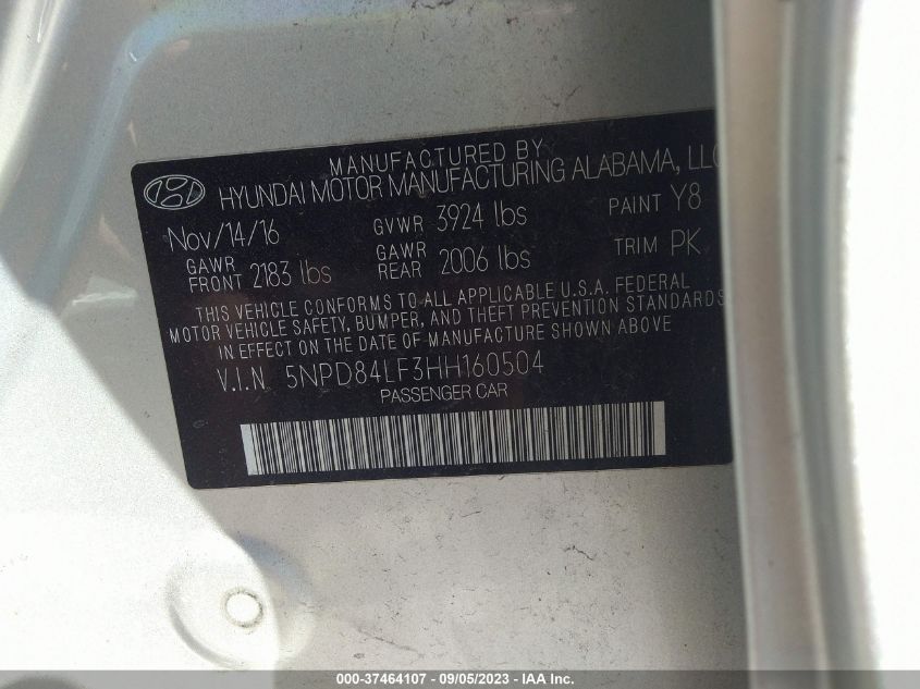 2017 HYUNDAI ELANTRA SE - 5NPD84LF3HH160504