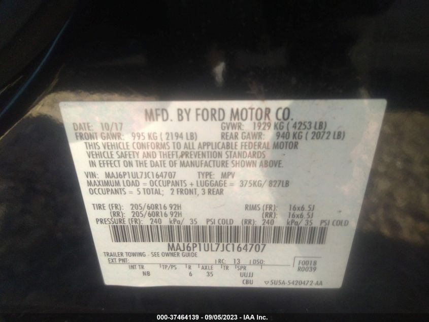 2018 FORD ECOSPORT SE - MAJ6P1UL7JC164707