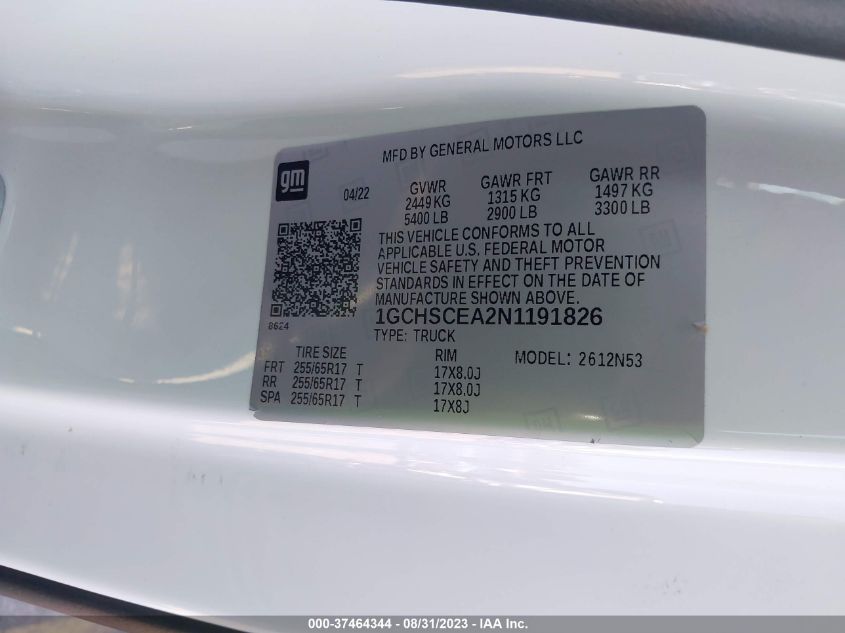 2022 CHEVROLET COLORADO 2WD LT - 1GCHSCEA2N1191826