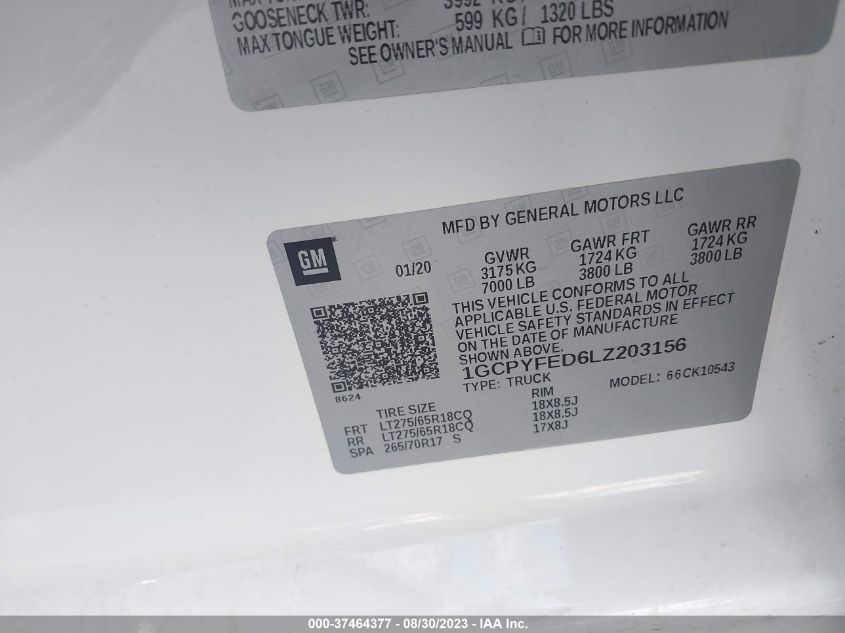 2020 CHEVROLET SILVERADO 1500 LT TRAIL BOSS - 1GCPYFED6LZ203156