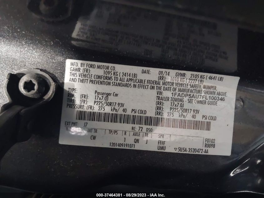 2015 FORD C-MAX HYBRID SE - 1FADP5AU7FL100346