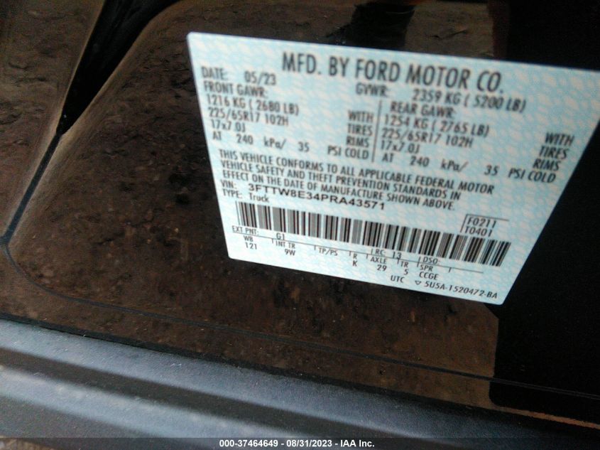 2023 FORD MAVERICK XL/XLT/LARIAT - 3FTTW8E34PRA43571