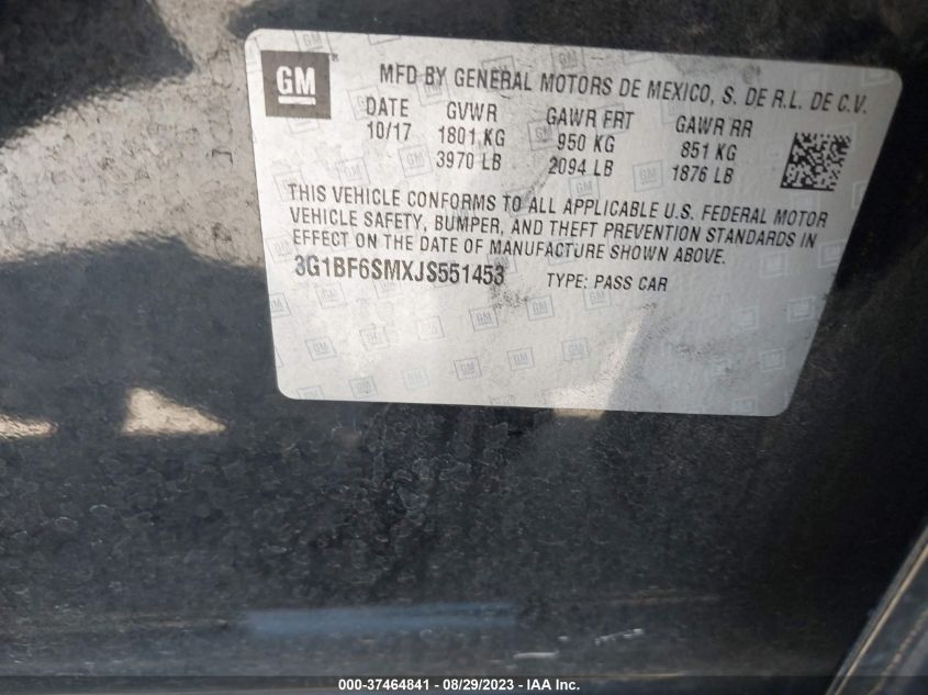 2018 CHEVROLET CRUZE PREMIER - 3G1BF6SMXJS551453