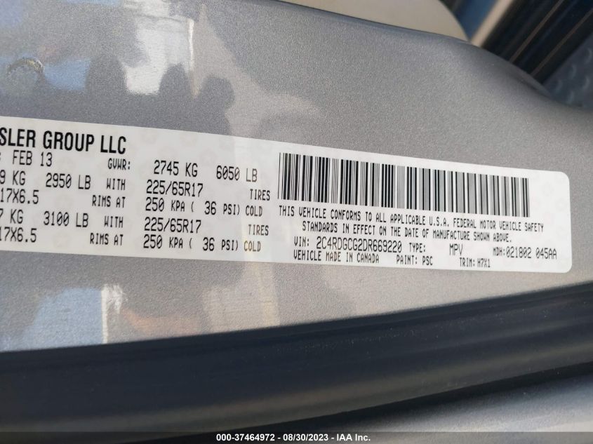 2013 DODGE GRAND CARAVAN SXT - 2C4RDGCG2DR669220