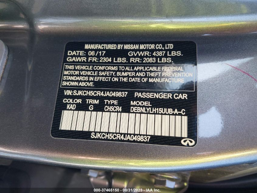 2018 INFINITI QX30 PREMIUM SJKCH5CR4JA049837