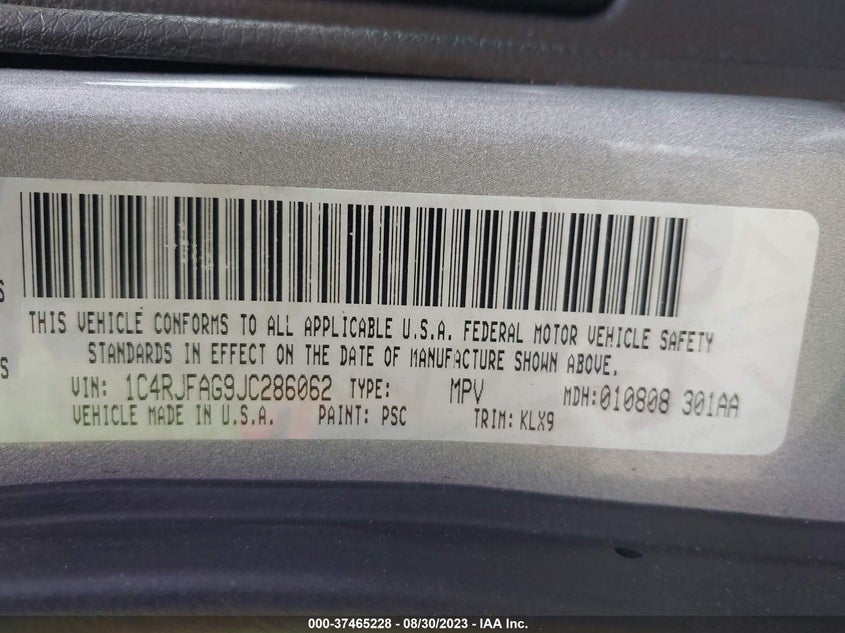 VIN 1C4RJFAG9JC286062 2018 JEEP GRAND CHEROKEE ALTITUDE