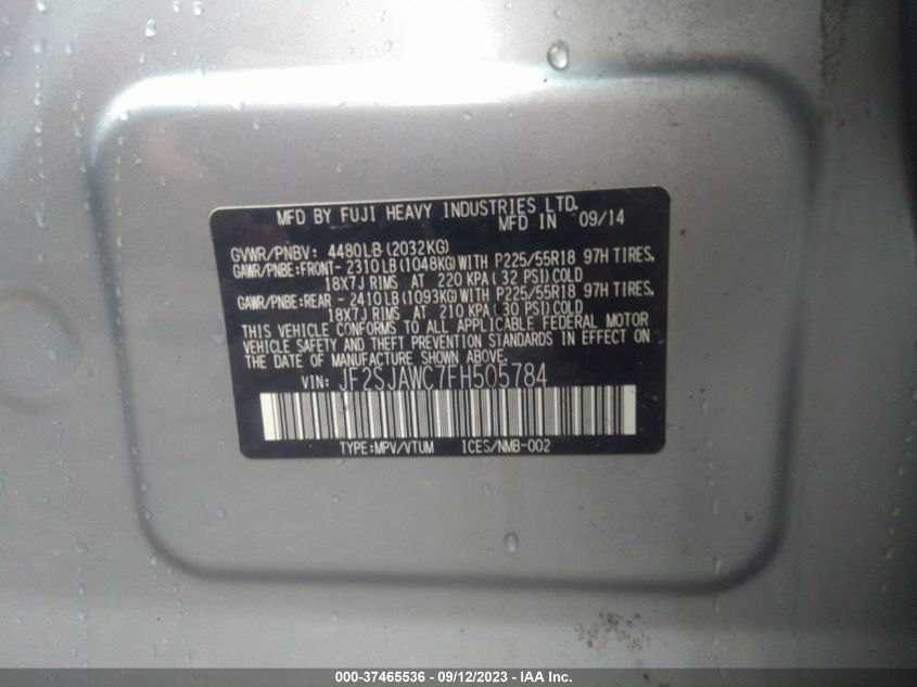 2015 SUBARU FORESTER - JF2SJAWC7FH505784