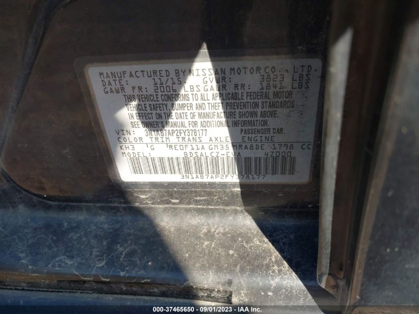 2015 NISSAN SENTRA S - 3N1AB7AP2FY378177