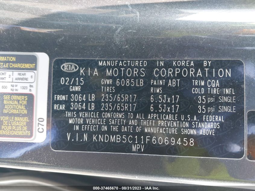 2015 KIA SEDONA LX - KNDMB5C11F6069458