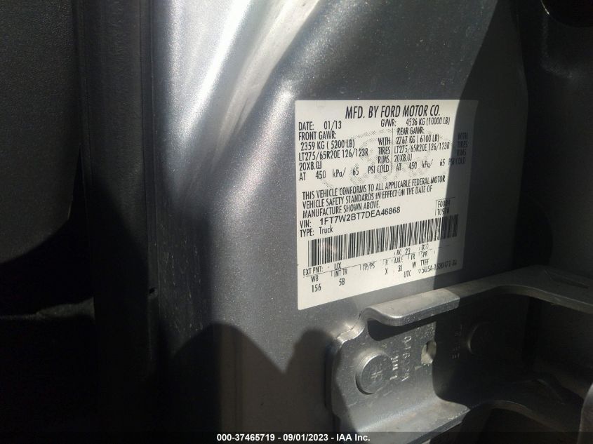 2013 FORD SUPER DUTY F-250 SRW XL/XLT/LARIAT - 1FT7W2BT7DEA46868