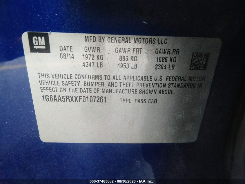 2015 CADILLAC ATS SEDAN STANDARD RWD - 1G6AA5RXXF0107261