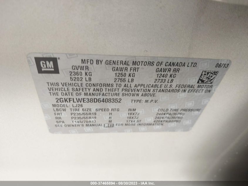 2013 GMC TERRAIN SLT - 2GKFLWE38D6408352