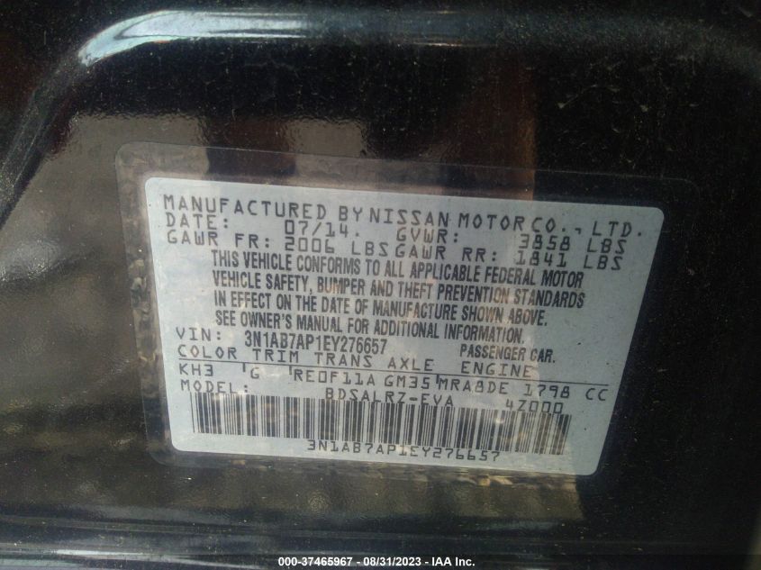 2014 NISSAN SENTRA SR - 3N1AB7AP1EY276657