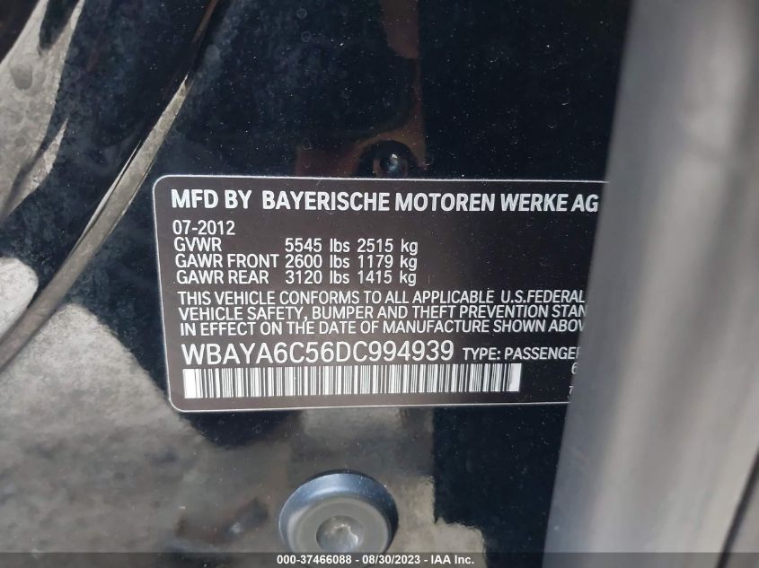 2013 BMW 7 SERIES 740I WBAYA6C56DC994939