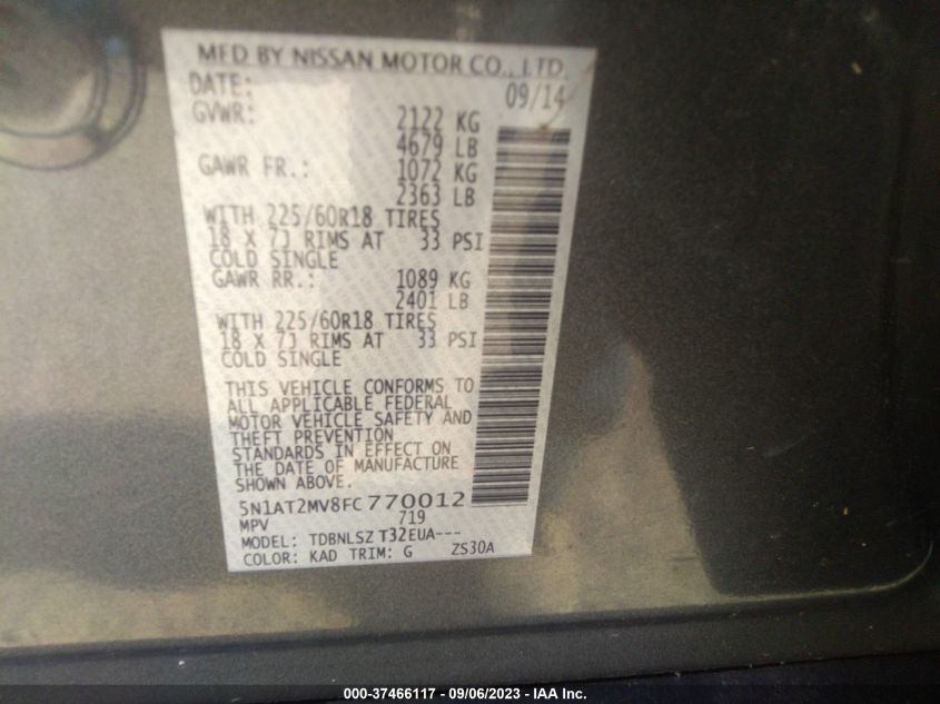 2015 NISSAN ROGUE SL - 5N1AT2MV8FC770012