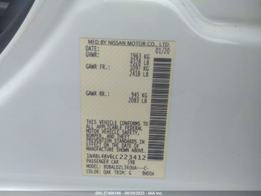 2020 NISSAN ALTIMA S - 1N4BL4BV6LC223412