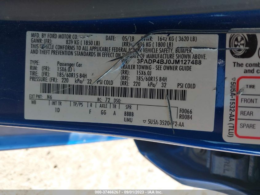 2018 FORD FIESTA SE - 3FADP4BJ0JM127488