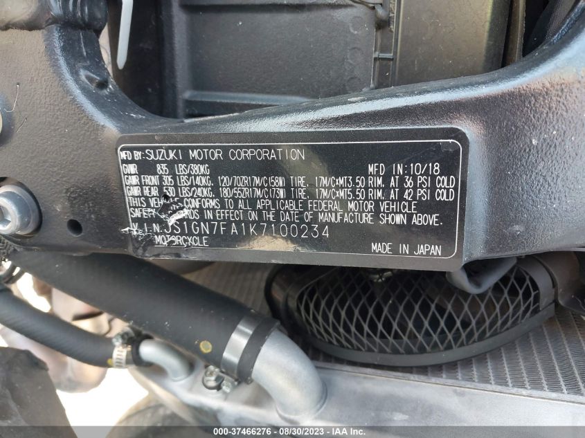 2019 SUZUKI GSX-R600 - JS1GN7FA1K7100234
