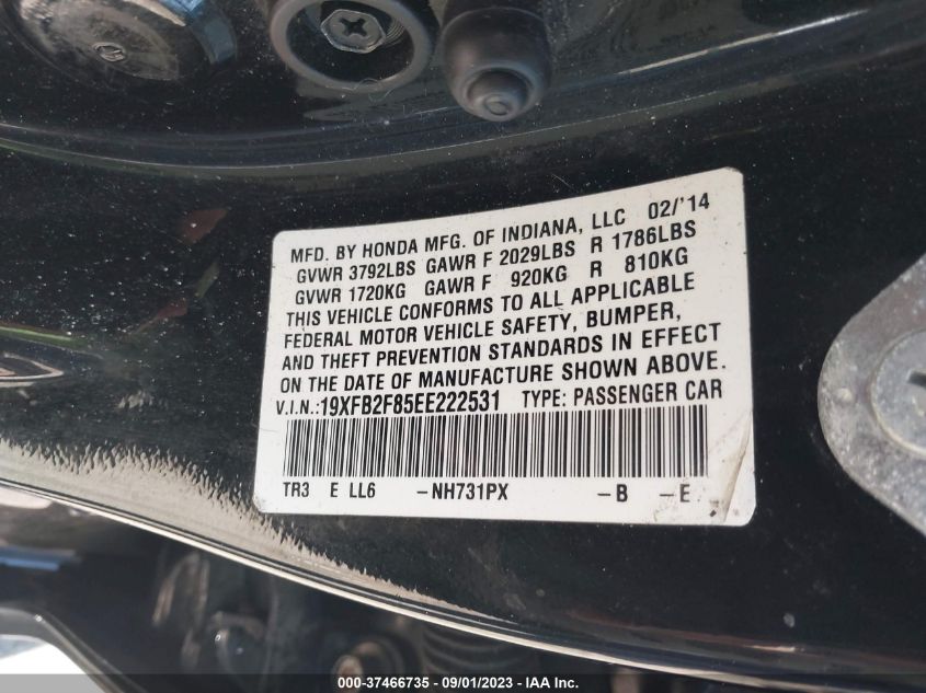 2014 HONDA CIVIC EX - 19XFB2F85EE222531