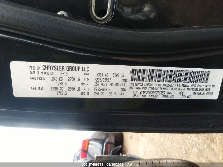 2013 DODGE JOURNEY SXT - 3C4PDCBG8DT716555