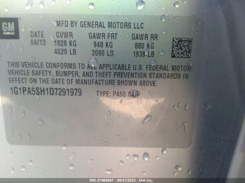 2013 CHEVROLET CRUZE LS - 1G1PA5SH1D7291979