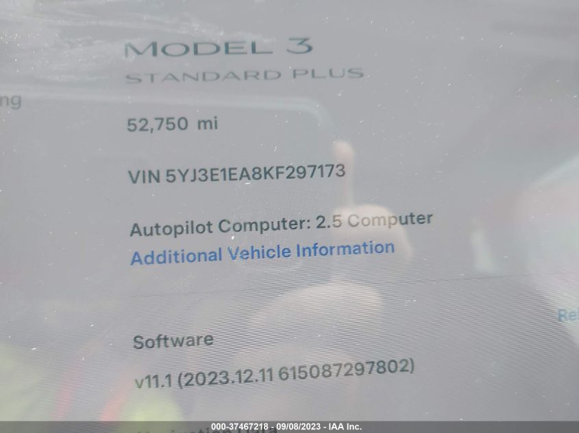 2019 TESLA MODEL 3 - 5YJ3E1EA8KF297173