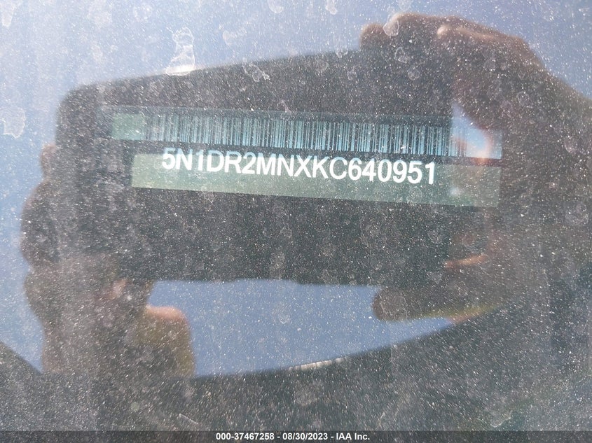 VIN 5N1DR2MNXKC640951 2019 NISSAN PATHFINDER S