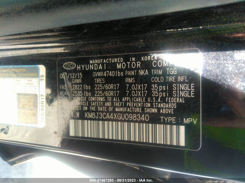 2016 HYUNDAI TUCSON SE - KM8J3CA4XGU098340