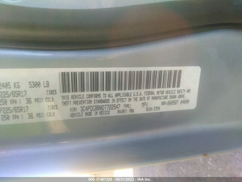 2013 DODGE JOURNEY SXT - 3C4PDCBB0DT722547