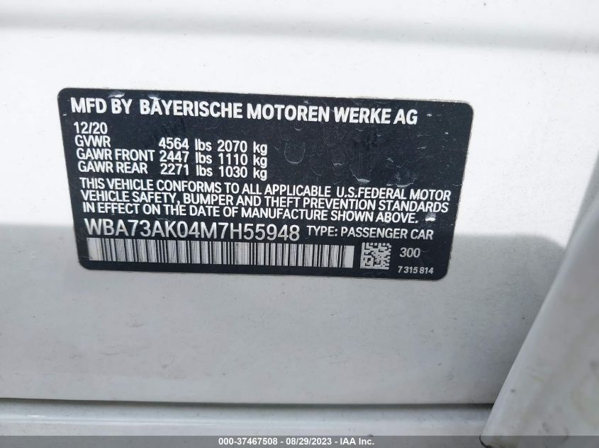 2021 BMW 2 SERIES 228I XDRIVE - WBA73AK04M7H55948