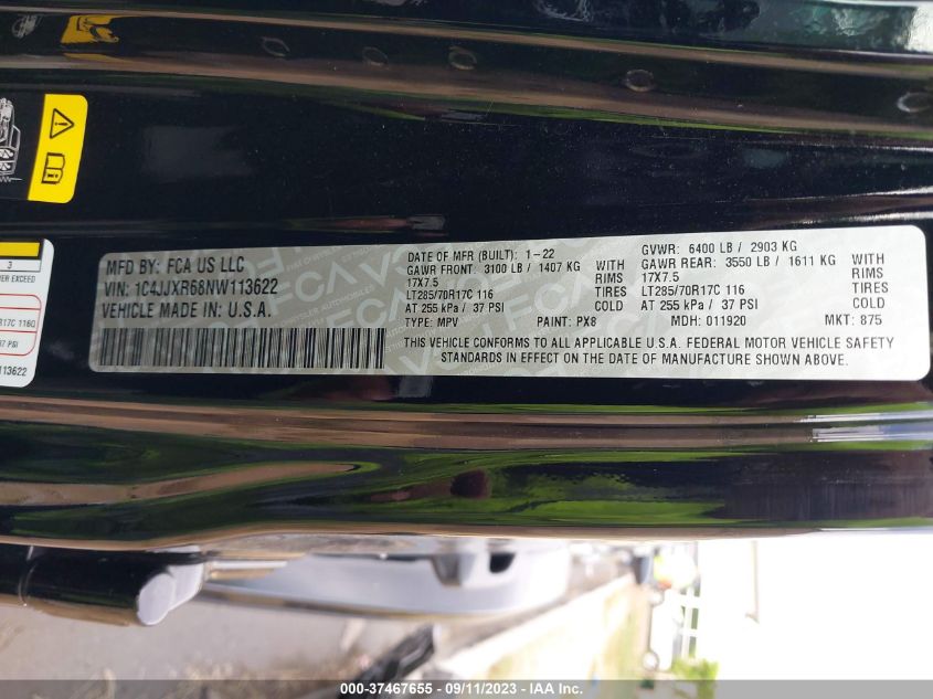 2022 JEEP WRANGLER 4XE UNLIMITED RUBICON 1C4JJXR68NW113622