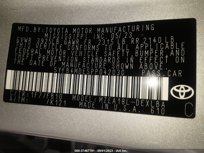 2023 TOYOTA COROLLA LE - 5YFB4MDE5PP042030