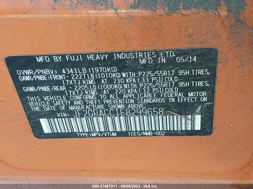 2014 SUBARU XV CROSSTREK PREMIUM - JF2GPACC1E8299658